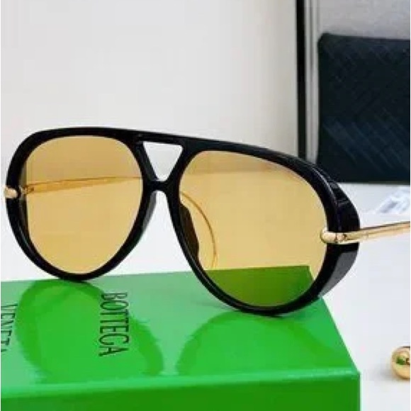 Bottega Veneta Unique Gold-Tip Pilot Sunglasses
